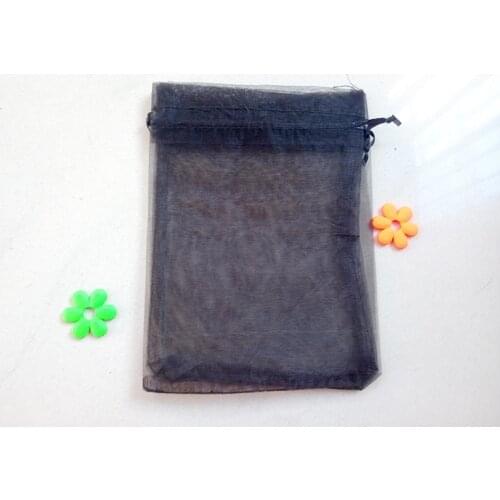 200pcs 13*18 black gift bags for jewelry/wedding/christmas/birthday Organza Bags with handles Packaging Yarn bag