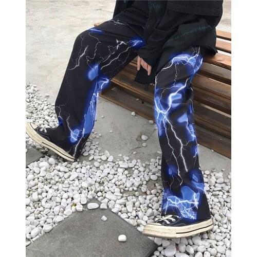 Harajuku Fashion Hip Hop Pants Lightning INS Popular Trousers Hippie Streetwear Unisex Sweatpants