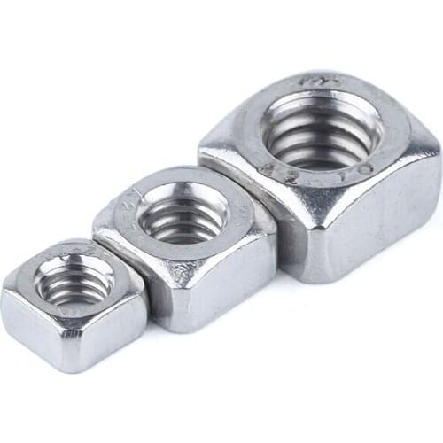 50Pcs M3 M4 M5 M6 M8 304 Stainless Steel Square Nuts