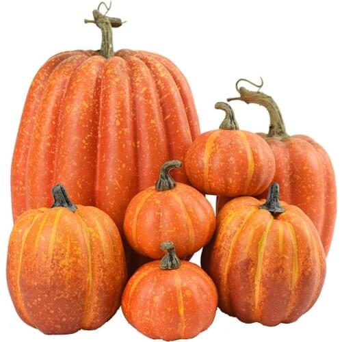 7pcs Multi-size Artificial Pumpkin Mold White Yellow Halloween Thanksgiving Autumn Harvest Pumpkin Halloween Decoration Props
