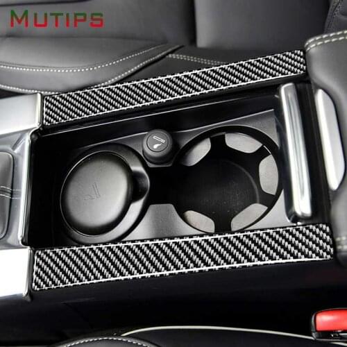 Car Center Console Water Cup Holder Gear Frame Strip Frame Carbon Fiber Sticker Interior For Volvo V60 2010-2017 S60 2010-2018