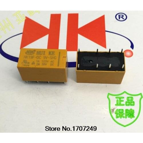 Free Shipping 10pcs/lot 100% new HUIKE relay 2NO 2NC Power Relays HK19F-DC9V-SHG HK19F DC9V SHG 8PIN 2A 9V 4078