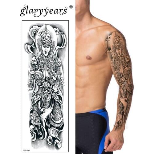 Glaryyears Large Arm Temporary Tattoo Sticker A God Fake Tatoo Cartridge Flash Tatto Waterproof Big Body Art Men Women QS-Q045