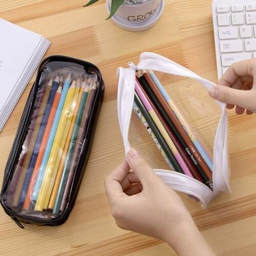 Minimalist style zipper pencil case Large capacity organizer for stationery School supplies Pencil cases for girls student bags