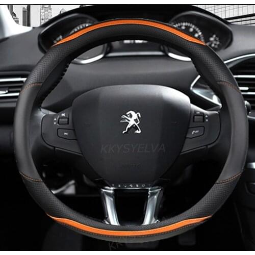 For Peugeot 308 2014~2021 II III T7 T9 308 SW Car Steering Wheel Cover Carbon Fibre + PU Leather Auto Accessories interior