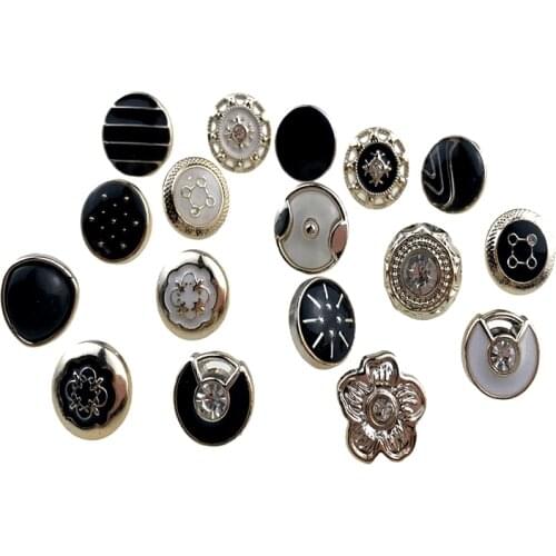 HL 17Styles 30PCS 11mm-12mm Plating Buttons With Rhinestone Dripping Oil Shank DIY Apparel Shirt Sewing Accessories