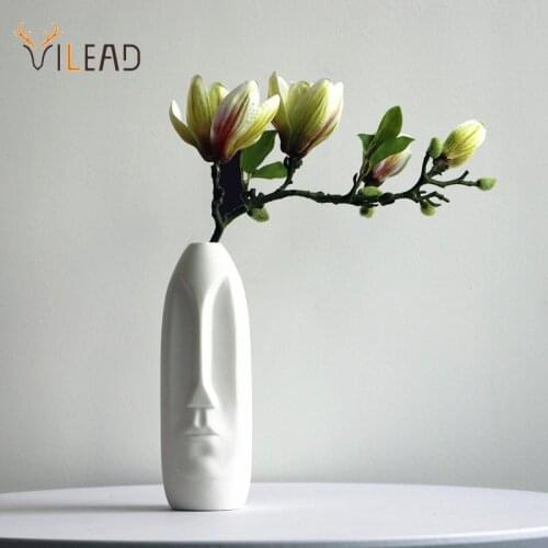 VILEAD Ceramic Face Flower Vase Figurines Modern Head-Shaped Living Room Desk Decoration Flowerpot Vases for Interior Decor Gift