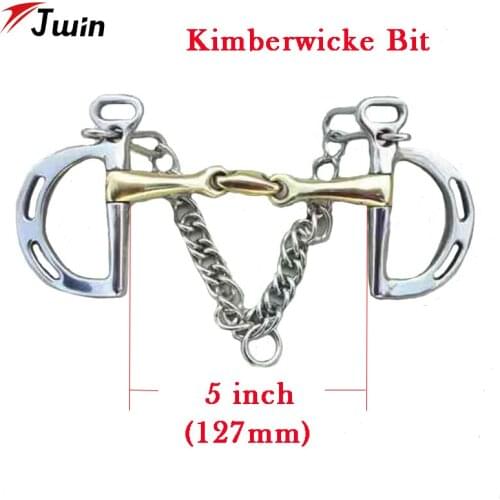 Equestrian Products Horse Bit Kimberwicke BIt 5 Inches Copper double Mouth Jointed Slotted Cheeks With Hook & Curb Chain