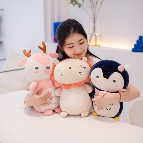 35CM Kawaii Cute Pet Plush Toy Soft Plush Cute Deer Lion Penguin Animal Doll Children Girl Gift Home Decoration