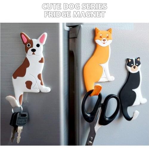 Multifunctional Refrigerator Magnet Cute Cartoon Cat Dog Key Hook Removable Whiteboard Sticker Home Creative Decoration Holders