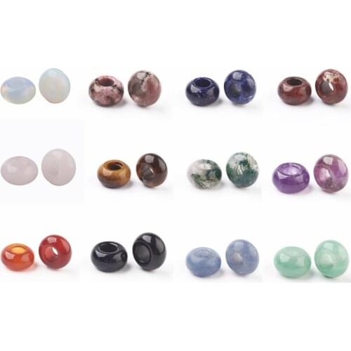 30pcs Natural & Synthetic Gemstone European Large Hole Beads bracelet necklace jewelry making accessories,14x8mm,Hole: 5mm F50