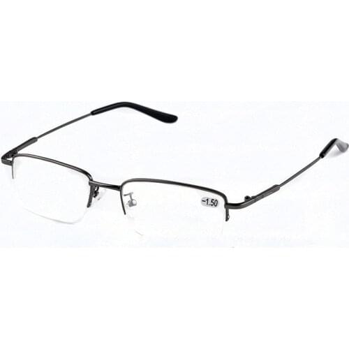 2018 New Men Fashion Myopia Glasses Alloy Metal Half Frame Eyewear Ultralight Comfortable AC Lenses -1.0 To -6.0 M004