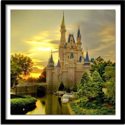 New 5D DIY diamond castle painting rhinestones crystal landscape cross stitch patterns Russian Style Diamond Embroidery