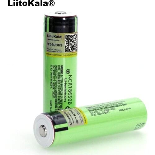 2PCS Liitokala Original NCR18650B 3.7 v 3400 mAh 18650 Lithium Rechargeable Battery + Pointed(No PCB) For Flashlight batteries