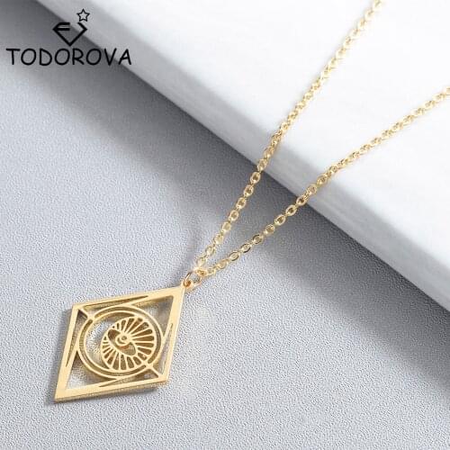 Todorova Stainless Steel Evil Eye Necklaces for Women Men Jewelry Geometric Rhombus Pendant Clavicular Chain Necklace Wholesale