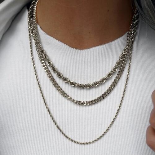 5mm Steel Color Twist Necklace Stainless Steel Ladies Chain Necklaces Twisted chain necklace jewelry for women