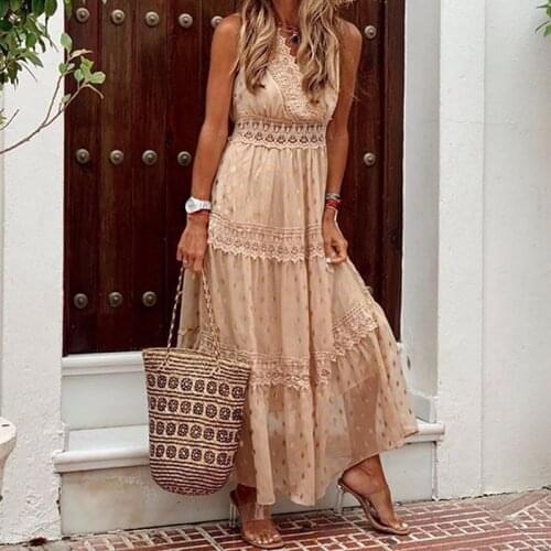 Bohemian Printed Maxi Dresses Sexy Sleeveless Sundress Women Causal Halter Summer Beach Dress Asymmetric Long Dresses 5XL