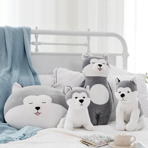 35-50cm Kawaii Plush Stuffed Toys Cute Gray Dog Fluffy Husky Doll Room Dcor Soft Cushion Birthday Gift Stuffed Animals Baby Toys