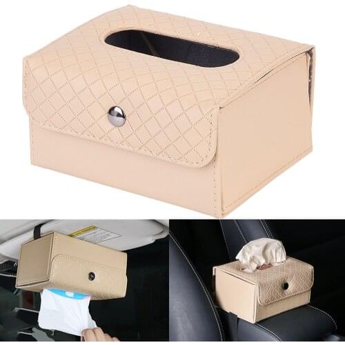 Car Sun Vidor Tissue Box PU Leather Tissue Napkin Holder Case For Car Seat Back Centre Armrest