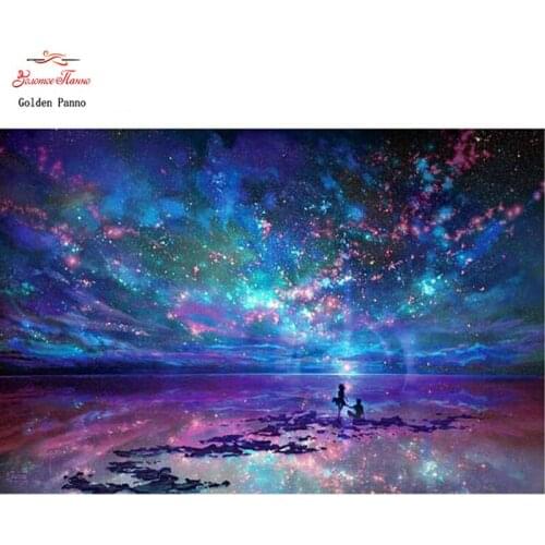 Full Square Diamond scenic 5D DIY diamond embroidery Mosaic purple sky love Picture Rhinestone wedding decor home