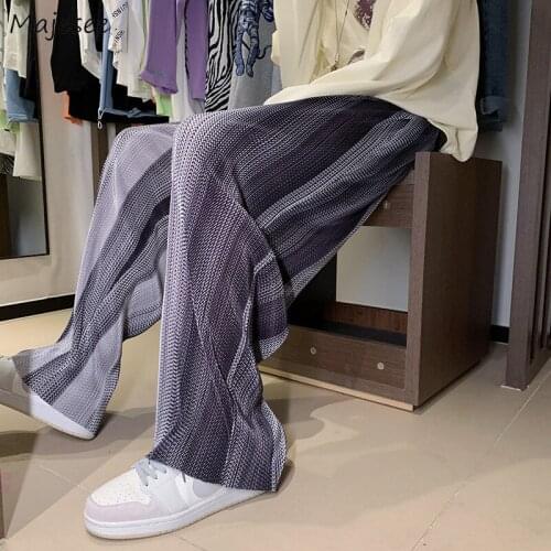 Striped Men Casual Pants Straight Harajuku Couples Plus Size S-3XL Hip Hop Baggy Old Fashion Mopping Trousers Spring Pantalones