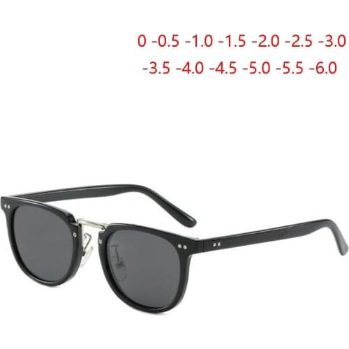 Polarized Men Sunglasses Myopia Square Retro Rivets Gray Lens Diopter Glasses Short-sighted Sun Glasses Women -0.5 -1.0 TO -6.0