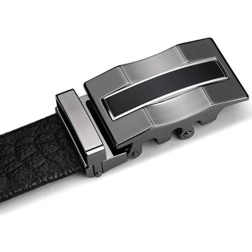 Titanium alloyWilliamPolo Genuine Leather Brand Belt Men Top Quality Genuine Luxury Leather Belts for Men Strap Male Metal Autom