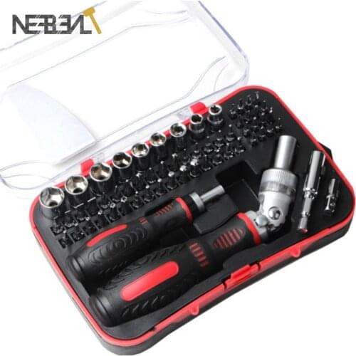61pcs Multifunction Screwdriver Set CR-V Material With Magnetic Bit Head Ratchet Kit Socket Combination Auto Repair Tool