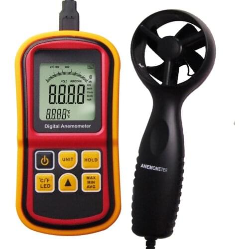 Thermo-Anemometer Air Velocity & Temperature Measure Beaufort Wind Scale Bar Graph USB Probe 0~45m/s m/s, km/h, ft/min, mph