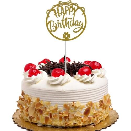 Cake Topper Decoration Flags Kids Happy Birthday Anniversary Glitter Gold Paper Cupcake Topper Party Baby Shower Baking DIY New