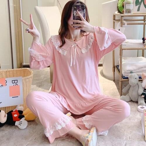 Spring Autumn Thin Modal Cotton Maternity Nursing Pajamas Suit Loose Sleepwear for Pregnant Women Pregnancy Nightwear Lounge Set