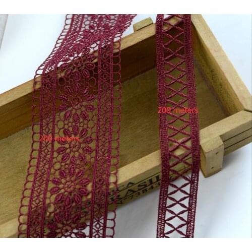 400 meters burgundy color water soluble lace trims DIY Sewing Handmade Craft Materials