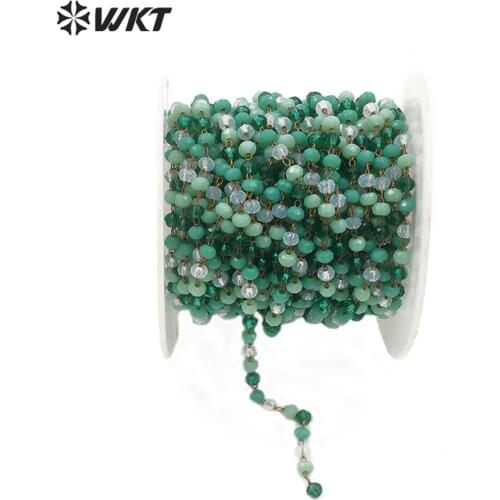 WT-RBC136 new color fashion handmake crystal beads chain jewelry necklace chain for women in 3 mm