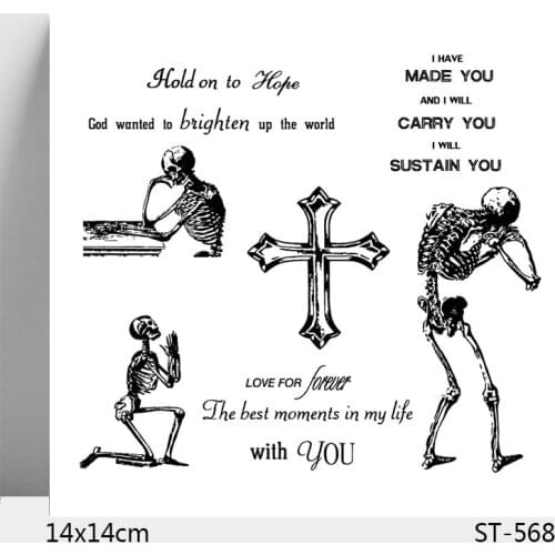 ZhuoAng Hold on to hope / Skeleton Clear Stamps For DIY Scrapbooking/Card Making/Album Decorative Silicon Stamp Crafts