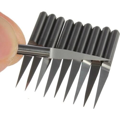 10Pcs/Set 0.1mm 10 Degree Carbide PCB Acrylic ABS Copper Engraving CNC Bit Router Tool Electronic tools Accessories