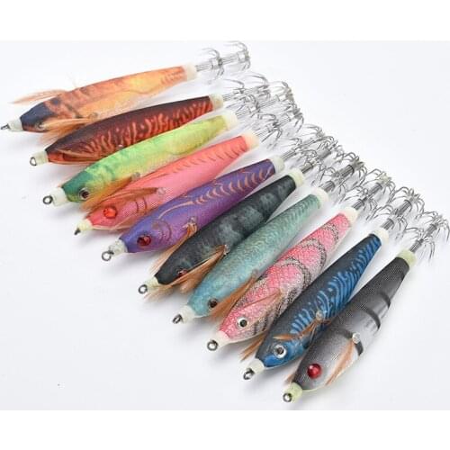 10Pcs Top Quality Body Glow Squid Jigs Fishing Squid Lures Hard fishing Lure 10CM 10G Strong Fishing Hook