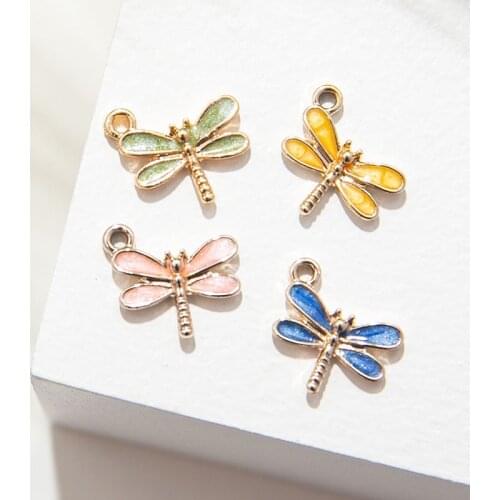 10Pcs Enamel Gold Color Dragonfly Designer Charm Pendant for Jewerly DIY Making Bracelet Women Necklace Earrings Accessories