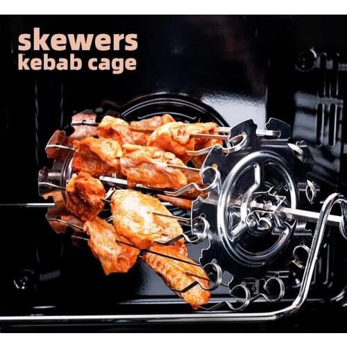 10 Fork Stainless Steel Grilled Cage BBQ Roaster Barbecue Kebab Maker Meat Skewer Machine BBQ Grill Kitchen Air Fryer Accessory