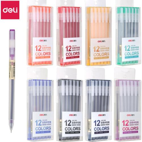 12 PCS Colored Gel Pens 8 colors 0.5 mm fine point Watercolor drawing Pen for journal School supplies Stationery