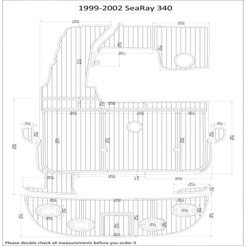 1999-2002 SeaRay 340 Swim Step & Cockpit Pad Boat EVA Teak Decking 1/4" 6mm