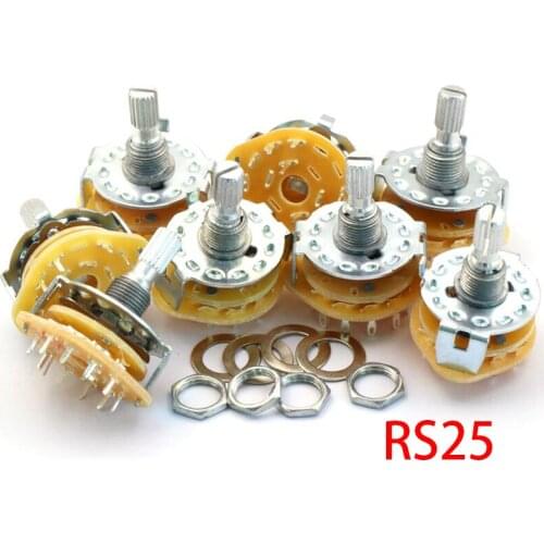 2PCS RS25 Band switch 2P4T 2P5T 2P6T 3P3T 3P4T Mount Rotary Switch Selector Band 2 Pole 5 Position Knob Switch Band Switches