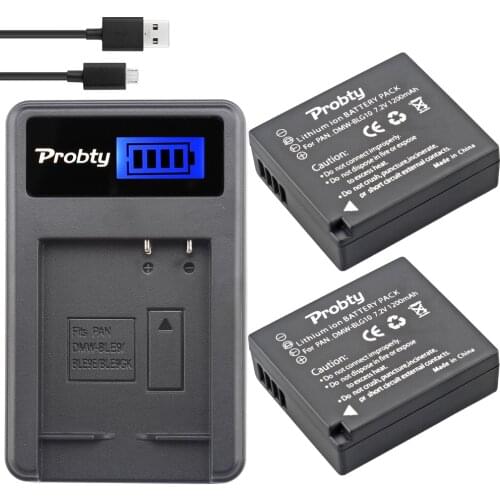 2Pcs Probty DMW-BLG10 DMW BLG10 Battery + LCD Charger for Panasonic DMC-ZS60 DMC-ZS100 DMC-GX7 DMC-LX100 DMC-GF3 DMC-GF5 DMC-GF6
