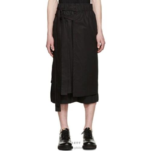 27-44 ! 2016 New Mens clothing fashion summer capris casual wide leg pants multi-layer double layer plus size singer costumes