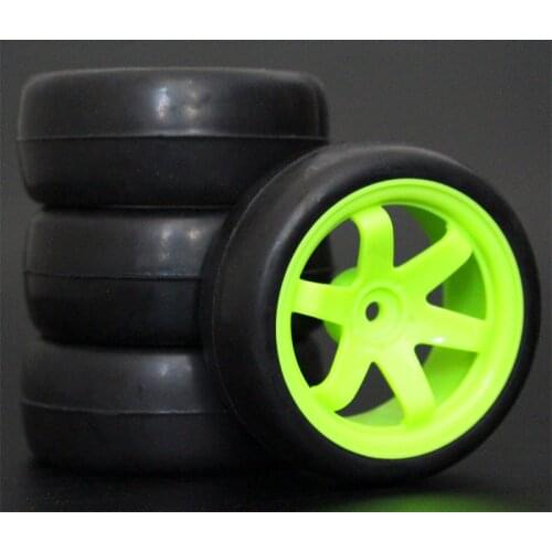 4Pcs 26mm Rubber RC Tyres & Wheel Rims Hex 12 For 1:10th HSP HPI Sprint 2 Drift RS4 On Road 4WD