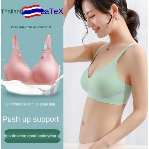 Thailand Latex Cotton No Rims No Trace Small Chest Coonnected Cup Beauty Back Sleep Thin Bra
