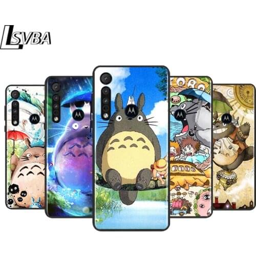 Totoro Cute Cat for Motorola G9 G8 G E7 E6 One Play Marco Hyper Fusion Stylus Power Edge Plus Black Phone Case