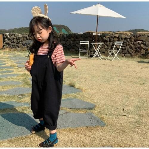 2-8 Years Toddler Kids Overalls 2021 Spring New Korean Casual Loose Solid Jumpsuits For Boys Girls Childrens Overalls Trousers