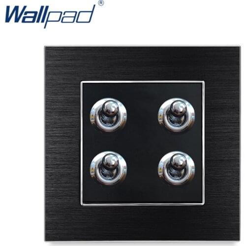 Hot Sale 4 Gang 2 Way Toggle Switches Wallpad Luxury Wall Light Switch Satin Metal Panel Interrupteur