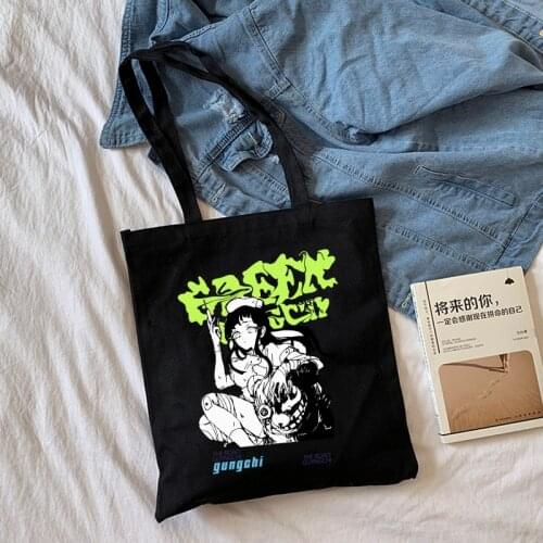 Anime Kawii Graphic Canvas Bags Gothic Style Harajuku Shopper Large Capacity Classic Shoulder Bags Vintage Womens Bag Hand Bags
