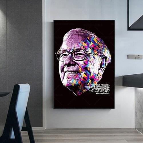 Warren Buffett Art Poster Ornaments Canvas Poster Wall Art Decor Print Picture Paintings for Living Room Bedroom Decoration